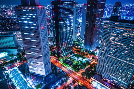 Night view of Tokyo seen from the observation deck of the Tokyo Metropolitan Hall. Shooting Location: Tokyo metropolitan area