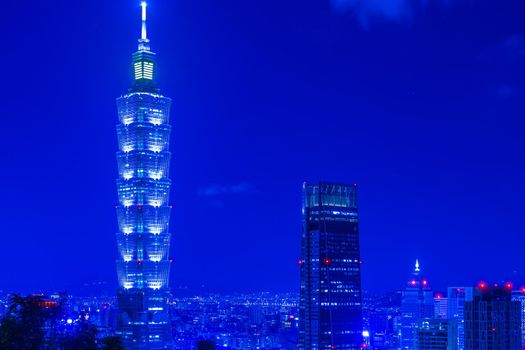 Taipei night view seen from Taipeis elephant. Shooting Location: Taiwan, Taipei