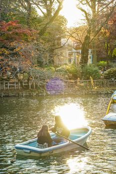 Dusk and hand boat. Shooting Location: Tokyo Musashino City