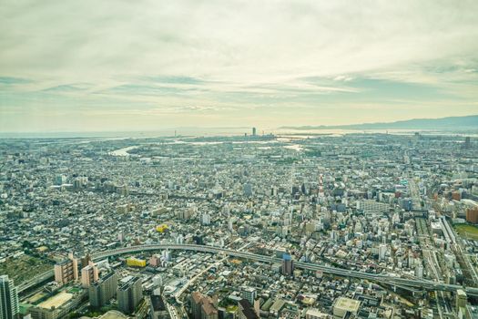 Osaka cityscape from Abeno Harukas. Shooting Location: Osaka Prefecture