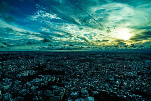 Yokohama Landmark Tower Observatory View from Yokohama Cityscape and Sunset View. Shooting Location: Yokohama-city kanagawa prefecture