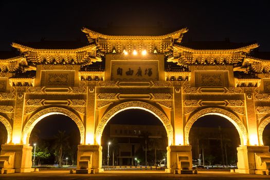 Night view (Taiwan / Taipei) of Masahiro Naito / Liberal Square. Shooting Location: Taiwan, Taipei