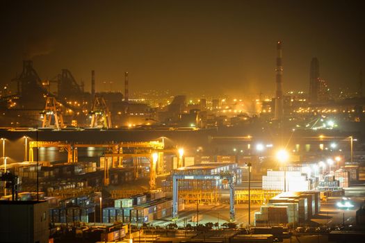 Keihin Industrial Zone seen from Kawasaki Marien (Kawasaki City, Kanagawa Prefecture). Shooting Location: Yokohama-city kanagawa prefecture
