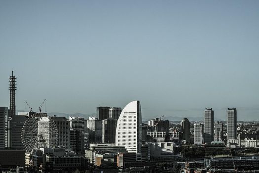 The city of Yokohama seen from Marine Tower (Monochrome). Shooting Location: Yokohama-city kanagawa prefecture