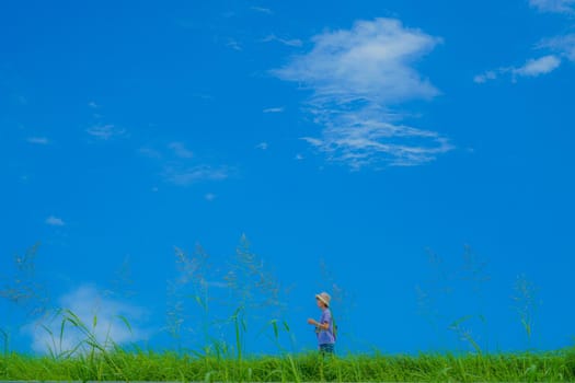 People who walk riverbed (background material). Shooting Location: Tokyo metropolitan area