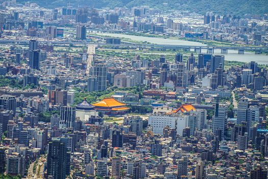 Taipei city and blue sky seen from Taipei 101. Shooting Location: Taiwan, Taipei