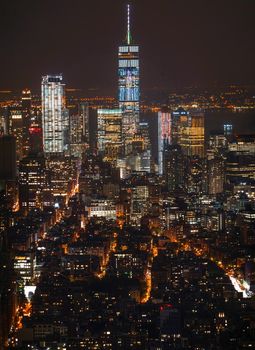 Night view of New York seen from Empire State Building. Shooting Location: New York, Manhattan