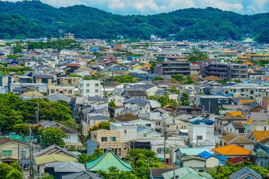 Kamakura townscape and blue sky. Shooting Location: Kamakura City, Kanagawa Prefecture
