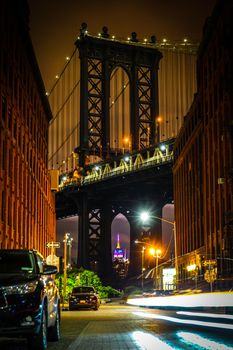 Night Manhattan Bridge. Shooting Location: New York, Manhattan