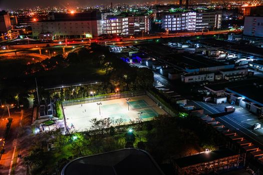 Night tennis court. Shooting Location: Yokohama-city kanagawa prefecture