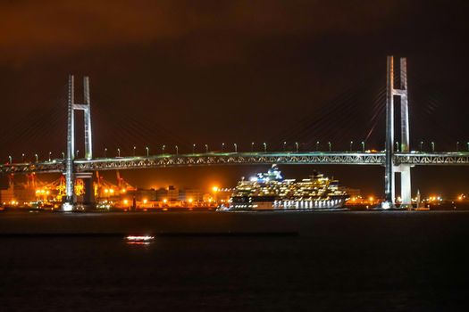 Yokohama Baybridge and Celebrity Millennium. Shooting Location: Yokohama-city kanagawa prefecture
