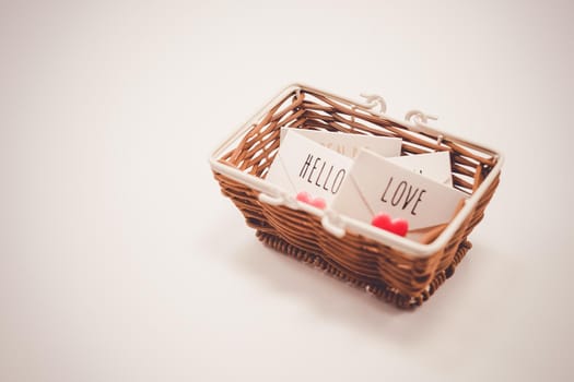 Image of love letter placed in basket. Shooting Location: Yokohama-city kanagawa prefecture