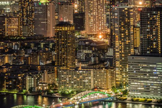 Night view of Tokyo from Carretta Shiodome. Shooting Location: Tokyo metropolitan area