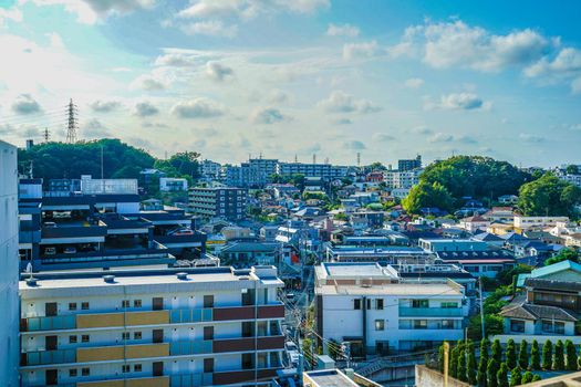 Cityscape and blue sky in Yokohama City Totsuka Ward. Shooting Location: Yokohama-city kanagawa prefecture