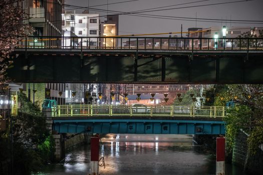 Night Hirado Bridge and Koji River. Shooting Location: Yokohama-city kanagawa prefecture