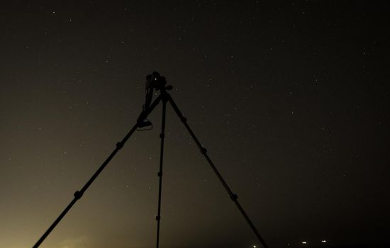 Camera taking a starry sky. Shooting Location: Sendai, Miyagi Prefecture