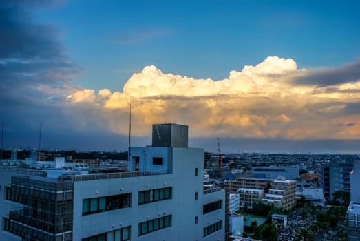 Sunset view image with chopping city cityscape. Shooting Location: Tokyo Chofu City