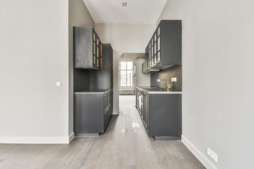 Cozy kitchen zone with in a spacious apartment