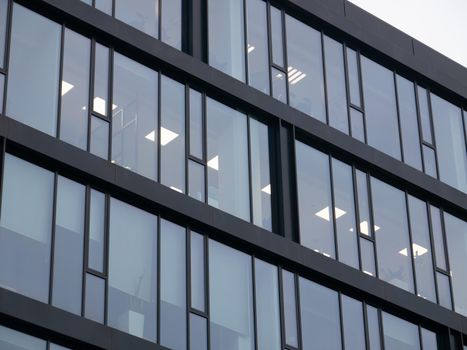 Glass windows facade office or centre business building on morning