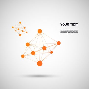 orange abstract molecule on a white background.