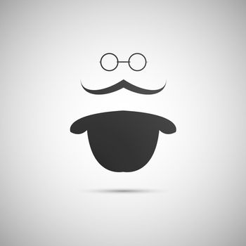 Vector black hat with a mustache and glasses.