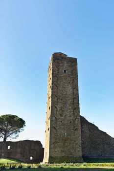 Castiglion Fiorentino ,Italy , November  19-2021 ,The Cassero the medieval  fortress with surrounding wall