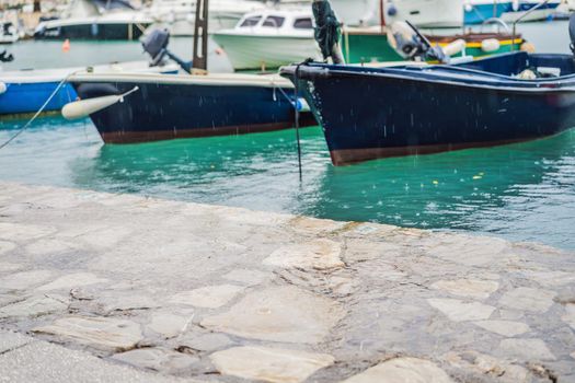 global warming ocean level rise on waterfront in europe.