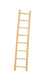 Wooden ladder isolated on white background with clipping path
