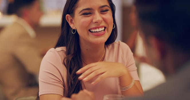 4k video footage of a woman looking happy while on a date at a restaurant