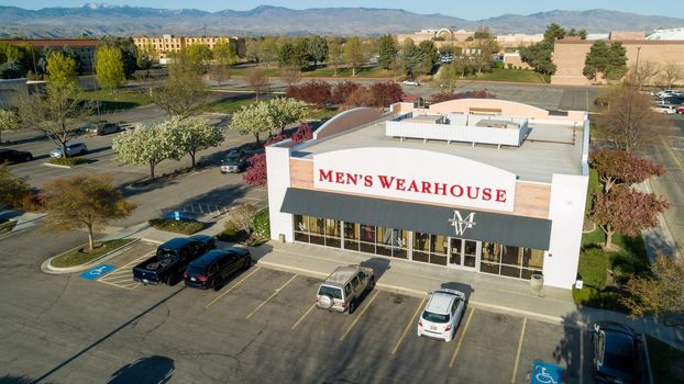 BOISE, IDAHO - APRIL 23, 2021: Mens Wearhouse retail store in Boise where people can buy suits