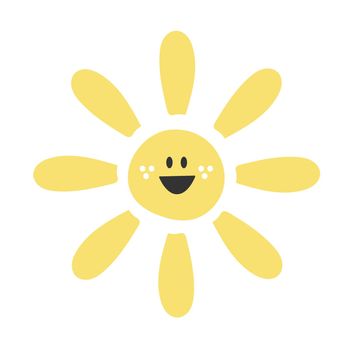 Cute funny Sun character. Vector hand drawn cartoon sun isolated on white background. Sun character concept