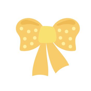 Yellow bow. Doodle vector illustration. Simple hand drawn icon on white for design