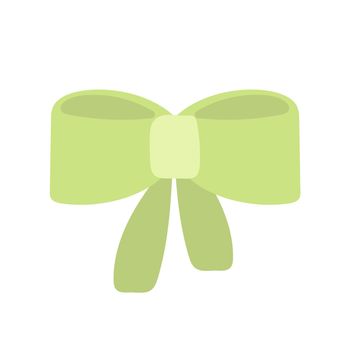 Green bow. Doodle vector illustration. Simple hand drawn icon on white for design