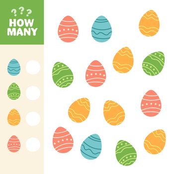 How many easter eggs. Educational game for children. Vector illustration for kids