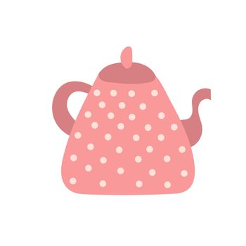 Kettle - hand drawn vector doodle illustration. Cartoon pot. Isolated on white background. Hand drawn simple element