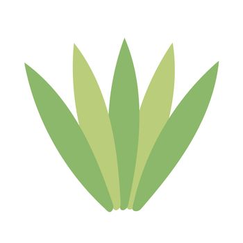 Green grass in cartoon style on white background. Season natural wild plant, design element, game asset