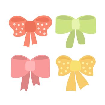 Bows. Doodle vector illustration. Simple hand drawn icons on white for design