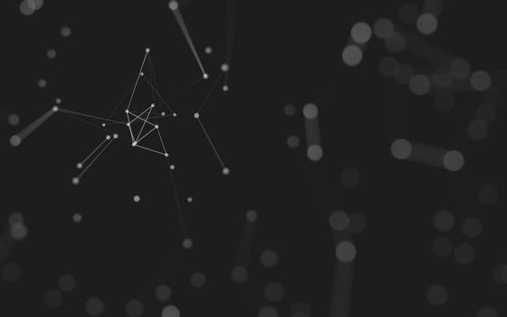 Abstract background. Molecules technology with polygonal shapes, connecting dots and lines. Connection structure. Big data visualization. 