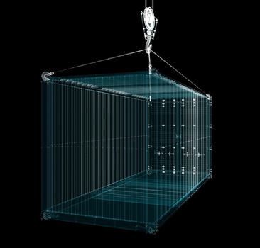 Cargo Shipping Container Hologram. Transport and Technology Concept. 3d illustration