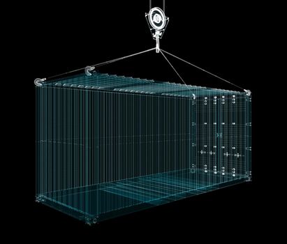 Cargo Shipping Container Hologram. Transport and Technology Concept. 3d illustration