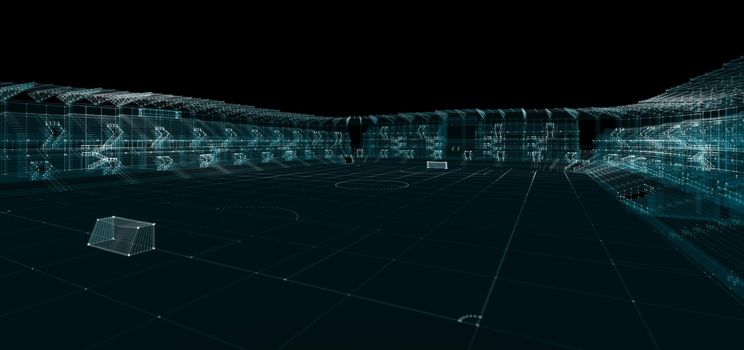 Universal Stadium Hologram. Sport and Technology Concept. Interface element. 3d illustration