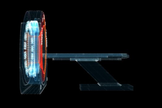 Digital MRI scan Hologram. Medicine and Technology Concept. Interface element. 3d illustration