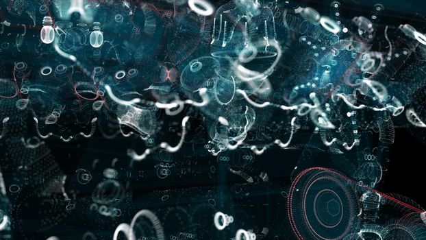 Abstract technology particles mesh background. 3d illustration