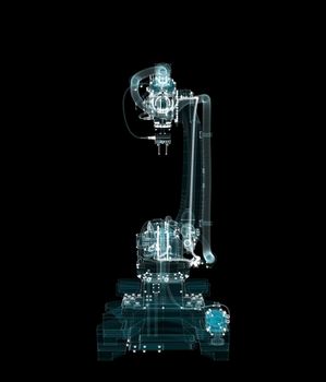 Industrial Robotic Arms Hologram. Industrial and Technology Concept. Interface element. 3d illustration