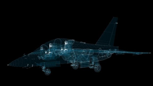 Aircraft Hologram. Transportation and Technology Concept. Interface element. 3d illustration