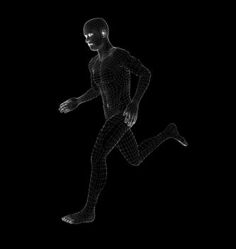 Hologram Human running. Medical and Technology Concept. Interface element. 3d illustration