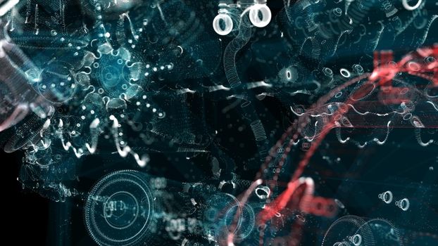 Abstract technology particles mesh background. 3d illustration