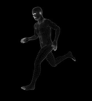 Hologram Human running. Medical and Technology Concept. Interface element. 3d illustration