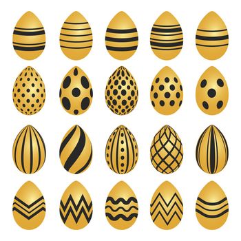 Easter background template with festive golden yellow eggs - illustration