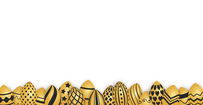 Easter background template with festive golden yellow eggs - illustration